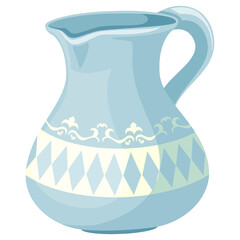 Cute pitcher clipart on white background, Vector illustration.