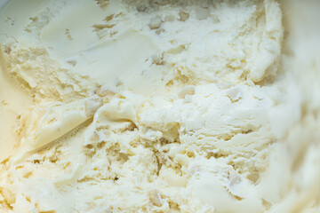 Close up vanilla  ice cream texture. Background for dessert and sweet.