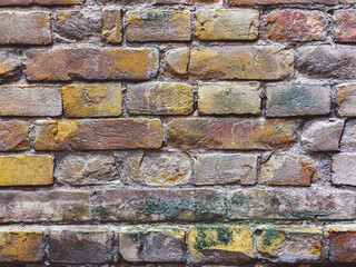 Brick wall, weathered, worn wall damaged paint. Grunge Concrete Surface. Great background or texture.