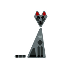 Cartoon gray cat isolated on a white background. Vector illustration. Flat. Sketch.