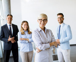 Group of a businesspeople standing together in the office