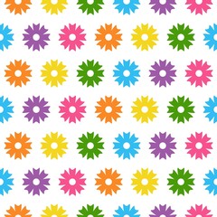 Seamless Pattern of spring and summer flowers. Bright flowers. olorful flowers on white background. Cute floral pattern cartoon decoration.