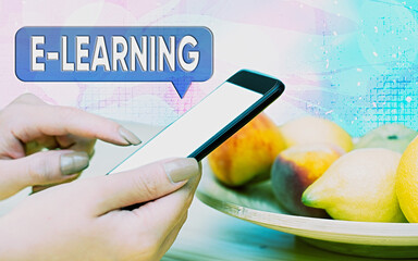 Word writing text E Learning. Business photo showcasing knowledge we obtain through the internet...