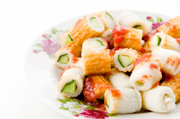 竹輪のきゅうり詰め梅ドレッシング