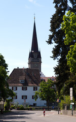 Fototapeta na wymiar Stadtansicht Radolfzell mit Münster und Stadtbefestigung