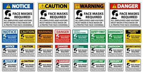 Face Masks Required Sign on white background