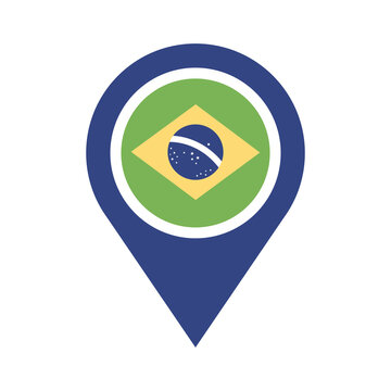 brazil flag in pin location flat style icon