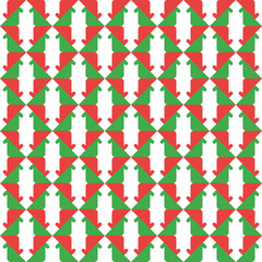 Vector seamless pattern texture background with geometric shapes, colored in green, red, white colors.