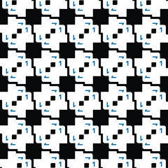 Vector seamless pattern texture background with geometric shapes, colored in black, white, blue colors.