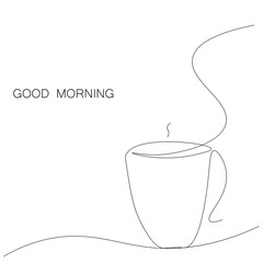 Good morning card cup of coffee. Vector illustration