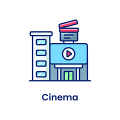Cinema building flat icon Vector illustration isolated on white