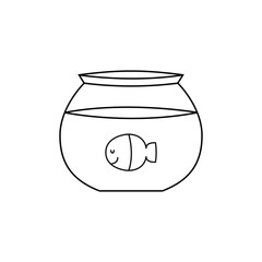 Fish in the aquarium. Vector illustration in linear style
