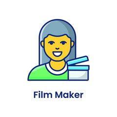 Film Maker flat icon Vector illustration isolated on white