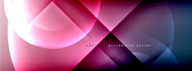 Vector abstract background - circle and cross on fluid gradient with shadows and light effects. Techno or business shiny design templates for text