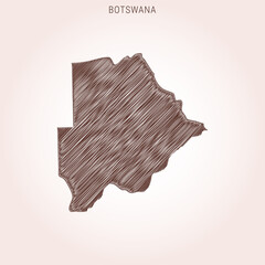 Scribble Map of Botswana Design Template.