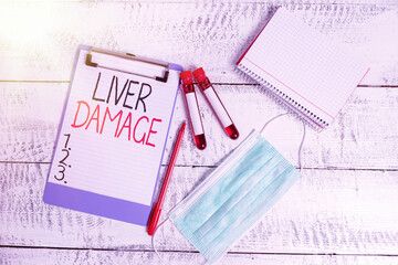 Conceptual hand writing showing Liver Damage. Concept meaning any disorder of the liver Cirrhosis...