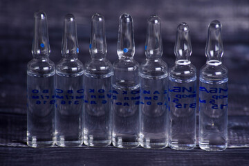 the medical ampoules with vaccine