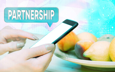 Word writing text Partnership. Business photo showcasing legal relation between two or more...