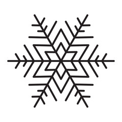 Black vector snowflake isolated on white background. Simple snowflake icon. Vector illustration for Christmas and New Year. Winter symbol
