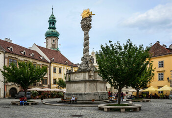 Obraz premium Plague Column in the town of Sopron in the western part of Hungary 