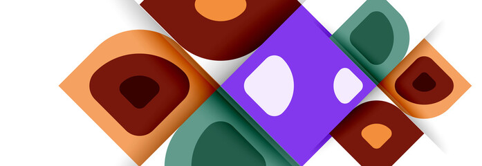 Set of vector modern geometric abstract backgrounds with repeating abstract round shapes patterns and shadow effects