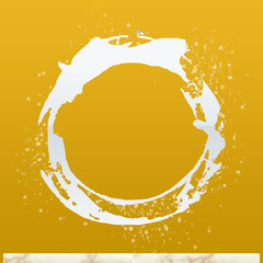 White Grungy Outline Shape Design On Modern Yellow Background Template-For Banner, Poster, Card & Social Media