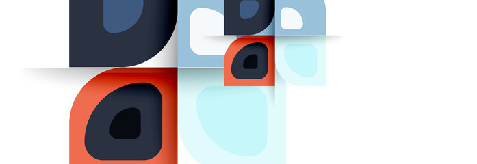 Set of vector modern geometric abstract backgrounds with repeating abstract round shapes patterns and shadow effects