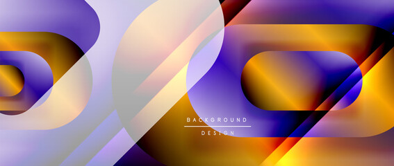 Vector geometric abstract background with lines and modern forms. Fluid gradient with abstract round shapes and shadow and light effects