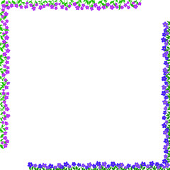 Square frame of purple and lilac flowers