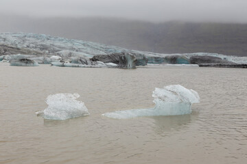 Glacier lake at the front of Skaftafell Glacier, Iceland.