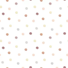 Tapeten Pastell Aquarell abstraktes nahtloses Muster mit pastellfarbenen geometrischen Formen. Freihändiger ästhetischer Hintergrund mit Tupfen. Collage aus runden Tropfen, perfekt für Babygewebe, Geschenkpapier, Einband, Tapete