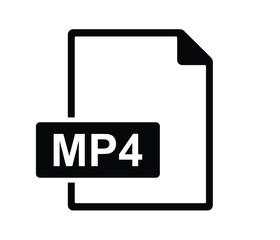 MP4 file document icon. Download MP4 button icon isolated, MP4 file symbol