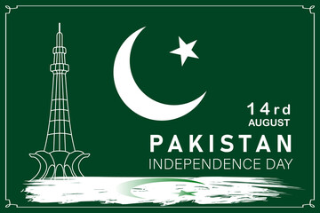 14th August Pakistan Independence Day. Pakistan's independence day 14th of august 1947. Vector illustration.