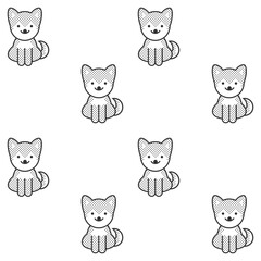 Obraz na płótnie Canvas Black and white seamless pattern with a cute shiba inu puppy 