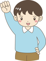 ガッツポーズをして笑う男の子