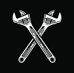 Illustration of crossed silver wrenches