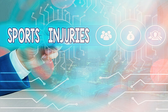 Conceptual Hand Writing Showing Sports Injuries. Concept Meaning Injuries That Occur When Engaging In Sports Or Exercise System Administrator Control, Gear Configuration Settings