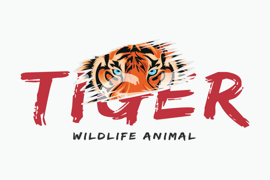 Illustration of tiger head with wildlife animal slogan