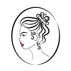 Isolated model portrait, beautiful woman drawing vector