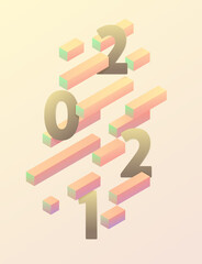 2021 Poster New Year. Colorful isometric background design element. 