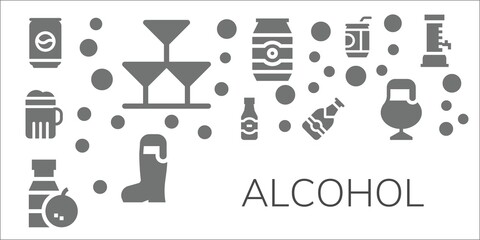 Modern Simple Set of alcohol Vector filled Icons