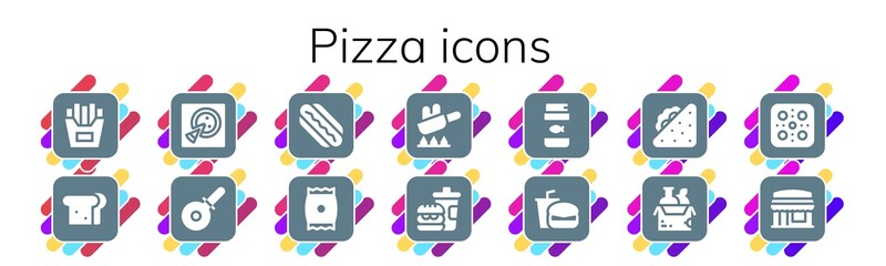 Modern Simple Set of pizza Vector filled Icons