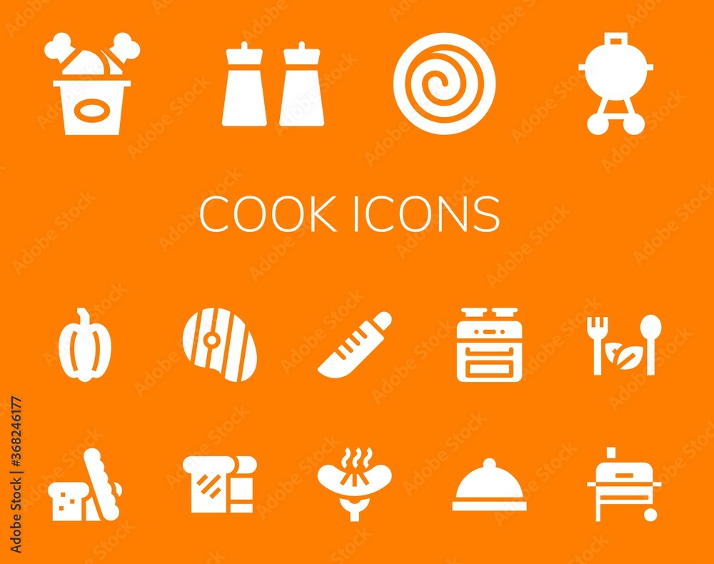 Sticker cook icon set