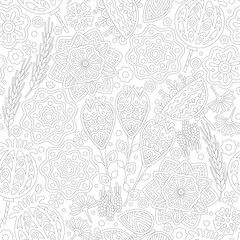 Black and white seamless floral pattern