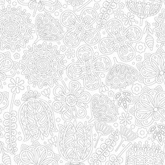 Black and white seamless floral pattern