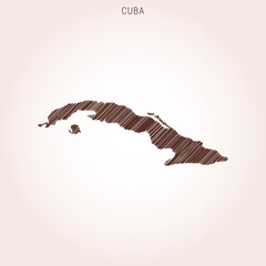 Scribble Map of Cuba Design Template.