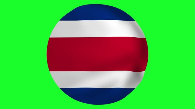 Costa Rica Round waving in air 4k UHD Animation