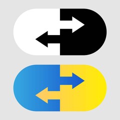 Data transfer icon. Two transfer arrows in capsule. Black and white and gradient icon. Transfer logotype