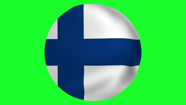 Round Flag of Finland waving in air 4k UHD Animation