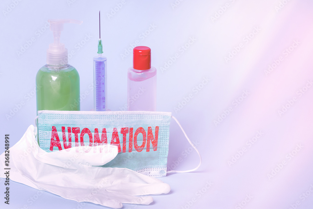 Poster handwriting text writing automation. conceptual photo automatically controlled operation of an appar